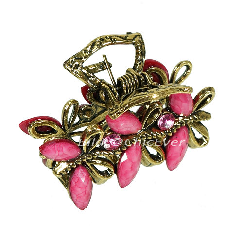 Haargreifer Libellen Haarklammer Metall Strass 3x2cm rosa gold 5703d